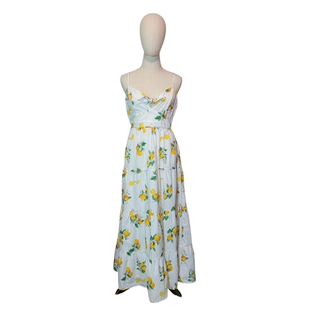 Mi Ami Francesca's Giana Orange Fruit Print White Maxi Dress Boho Chic Summer M - Picture 15 of 16
